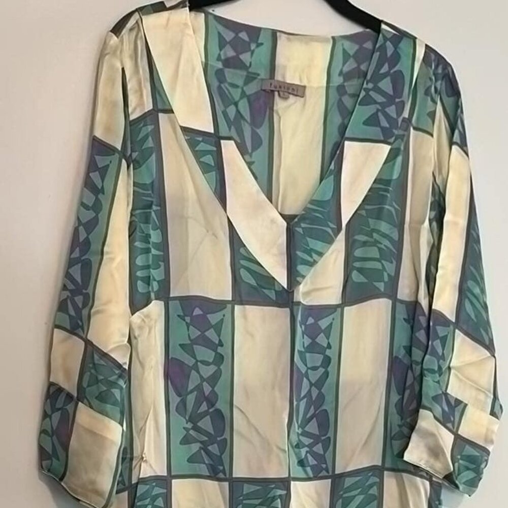VTG Fusioni Bamboo‎ Modal Caftan Women's SZ LG Mod Fashion MCM Beach House Dress